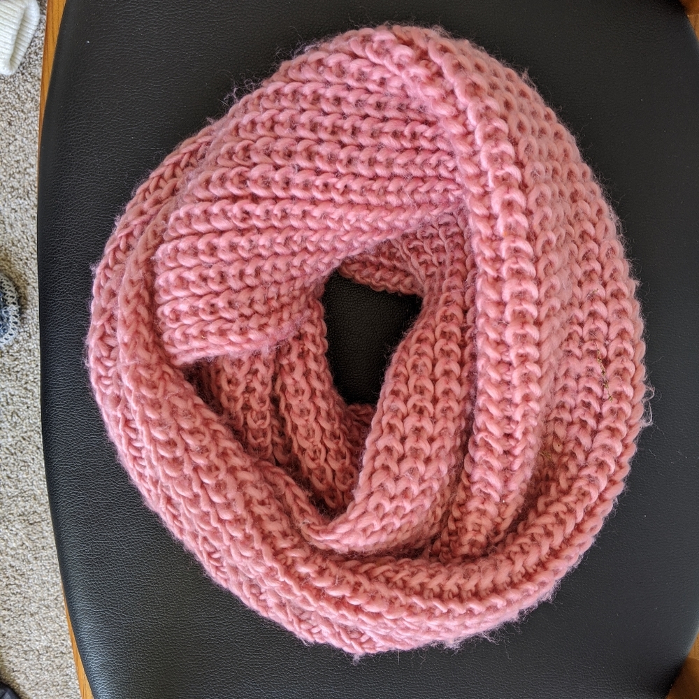 Pink Knit Infinity Scarf
